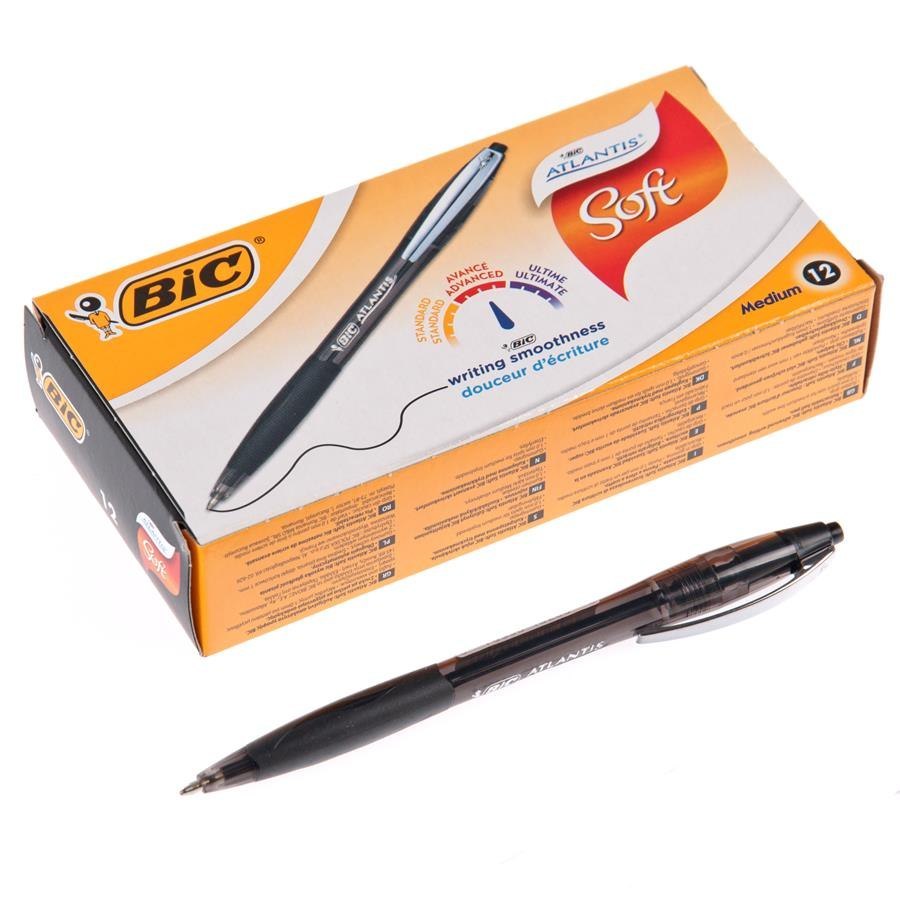 BOLÍGRAFO BIC ATLANTIS METAL CLIP NEGRO CAJA 12 UDS.